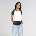 Black Leather Crossbody Belt Bag