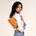 Camel Leather Mini Crossbody Bag